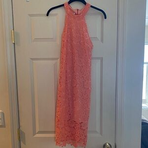 Elegant Coral Lace Dress